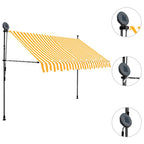 Einziehbare Markise Handbetrieben mit LED 300 cm Weiß Orange