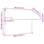 Einziehbare Markise Handbetrieben mit LED 300 cm Weiß Orange