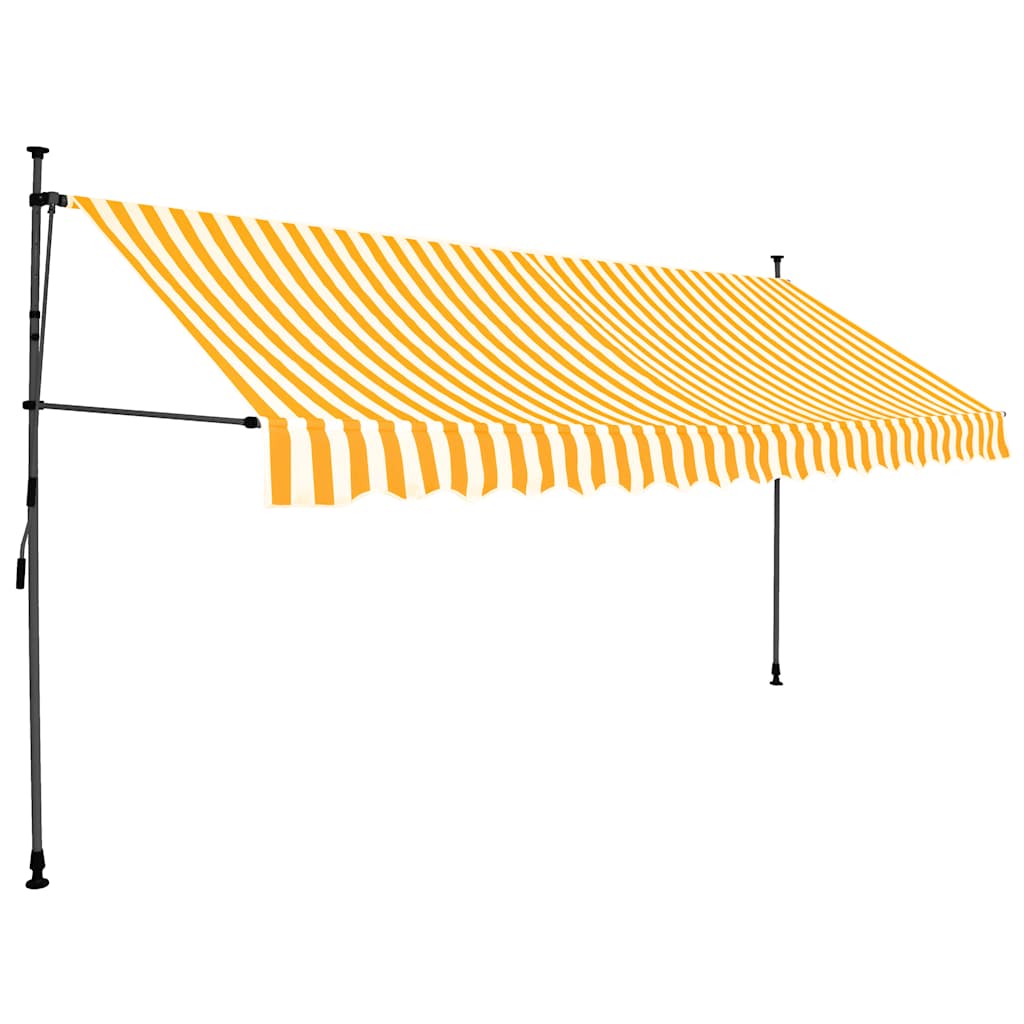 Einziehbare Markise Handbetrieben mit LED 400 cm Weiß Orange
