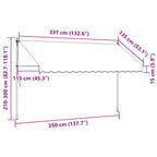 Einziehbare Markise Handbetrieben mit LED 350 cm Creme