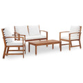 4-tlg. Garten-Lounge-Set mit Auflagen Massivholz Akazie