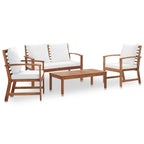 4-tlg. Garten-Lounge-Set mit Auflagen Massivholz Akazie