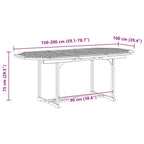 Gartentisch Grau 200x100x75 cm Massivholz Akazie