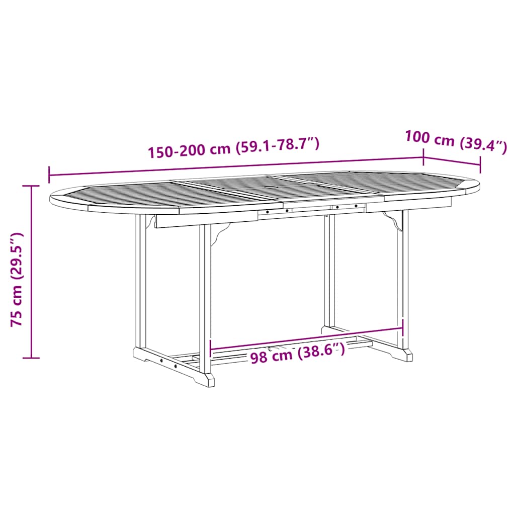 Gartentisch Grau 200x100x75 cm Massivholz Akazie
