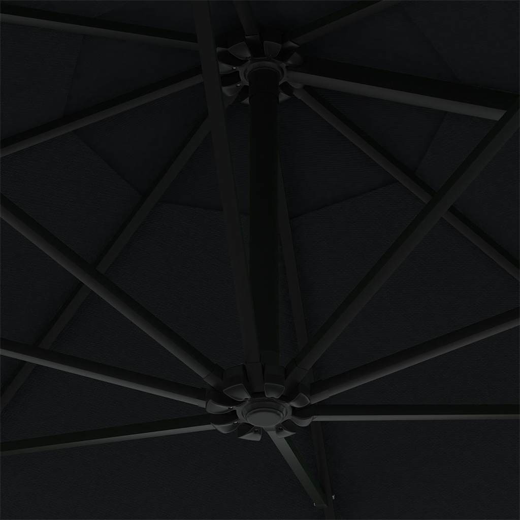 Sonnenschirm zur Wandmontage mit Metall-Mast 300 cm Schwarz