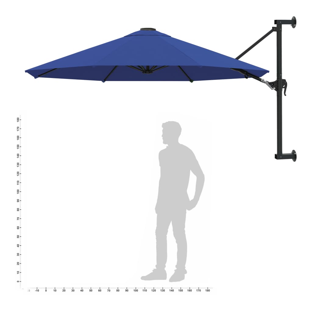 Sonnenschirm zur Wandmontage mit Metall-Mast 300 cm Blau