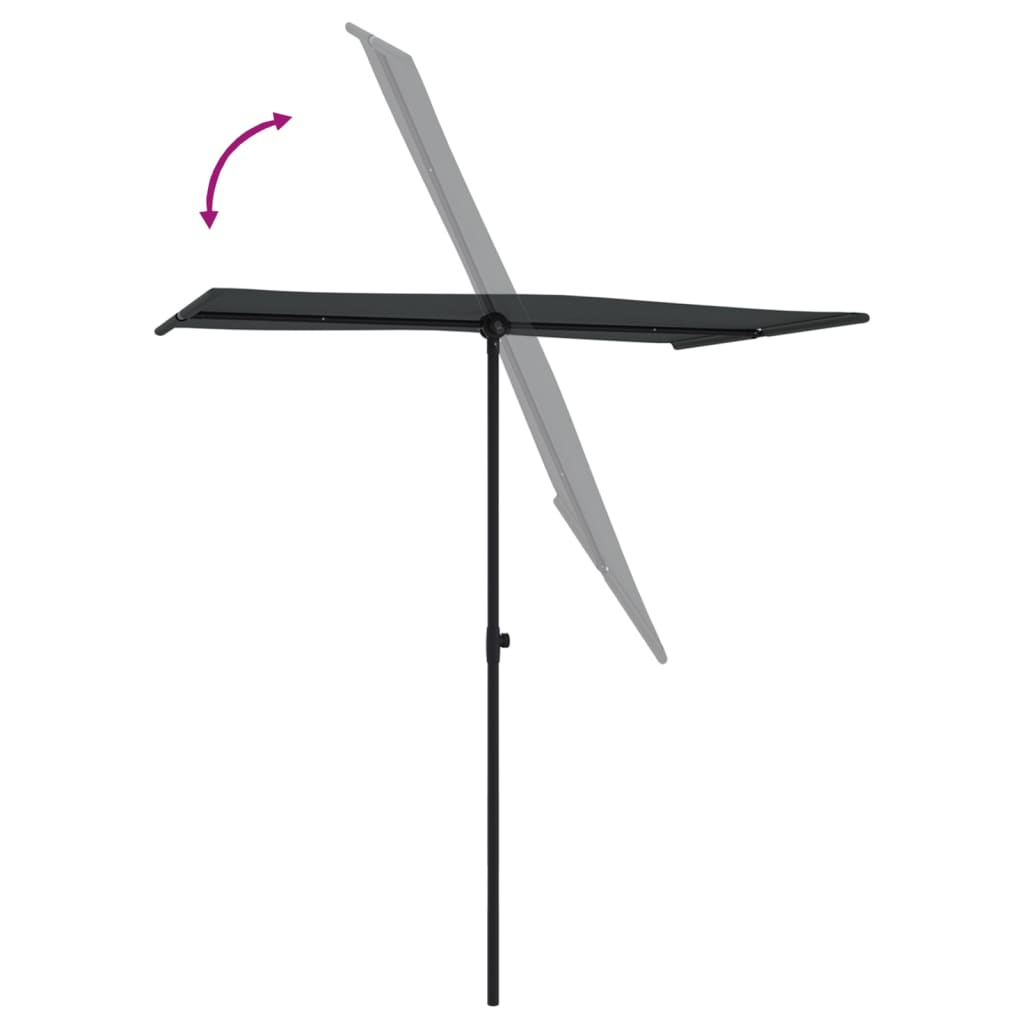 Sonnenschirm mit Aluminium-Mast 180x110 cm Schwarz