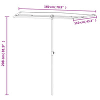 Sonnenschirm mit Aluminium-Mast 180x110 cm Azurblau