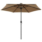 Sonnenschirm mit LED-Beleuchtung und Alu-Mast 270 cm Taupe