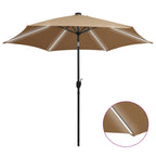 Sonnenschirm mit LED-Beleuchtung und Alu-Mast 300 cm Taupe