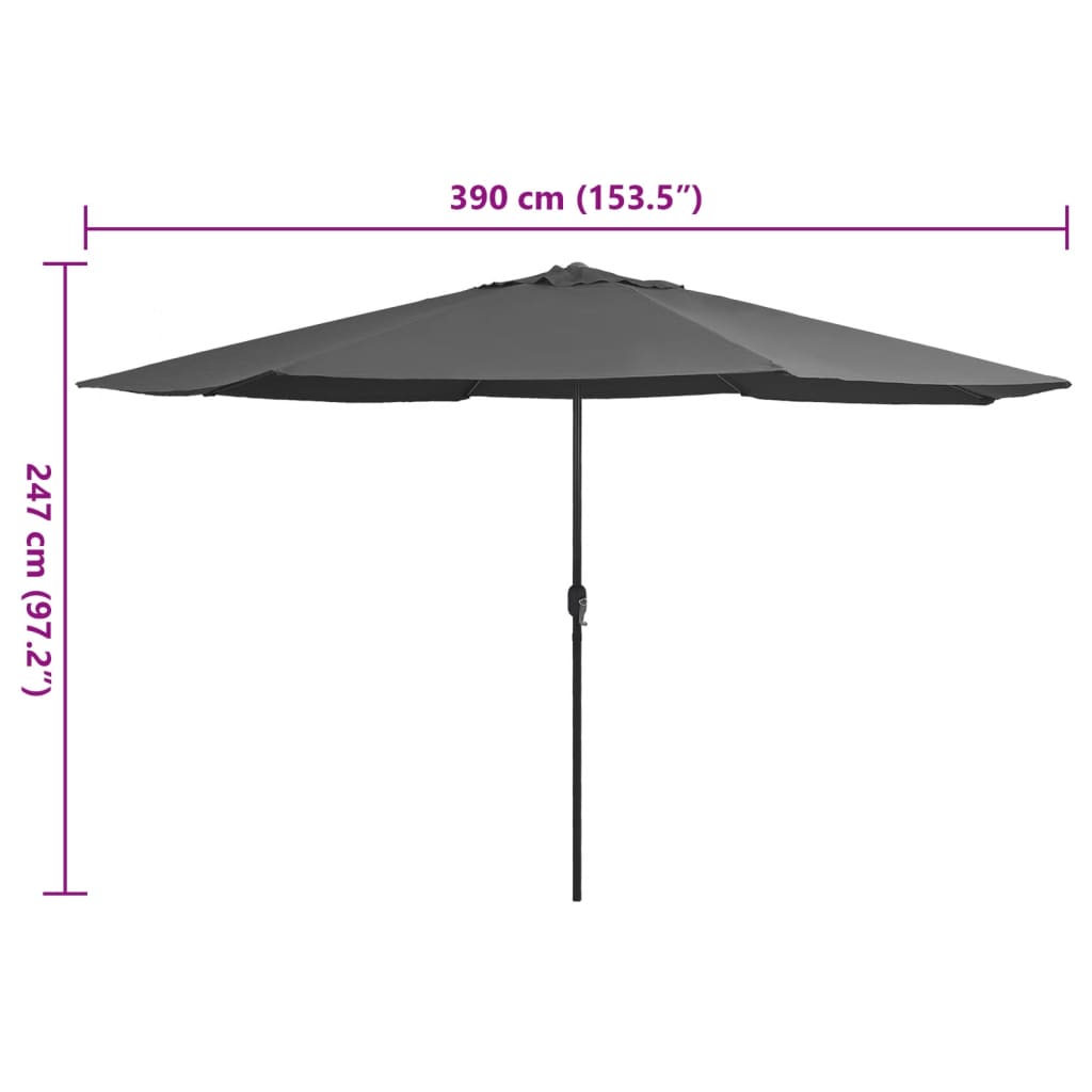 Sonnenschirm mit Metall-Mast 390 cm Anthrazit