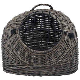 vidaXL Katzen-Transportkorb Grau 50x42x40 cm Natürliche Weide