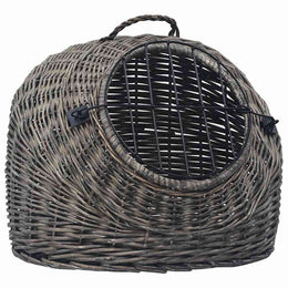 vidaXL Katzen-Transportkorb Grau 60x45x45 cm Natürliche Weide