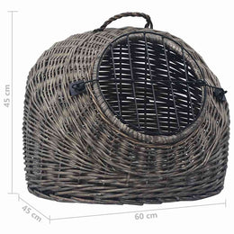 vidaXL Katzen-Transportkorb Grau 60x45x45 cm Natürliche Weide