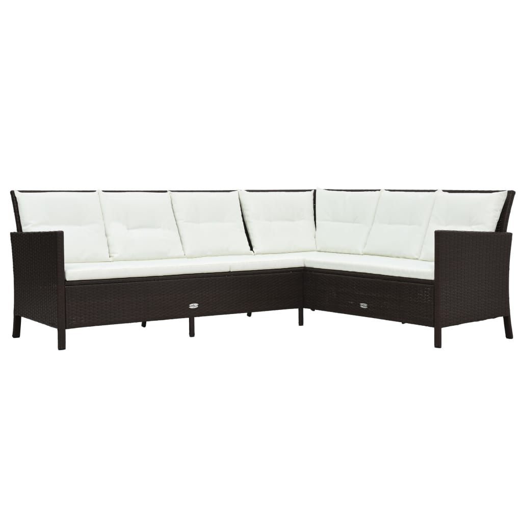 3-tlg. Garten-Lounge-Set mit Auflagen Poly Rattan Braun