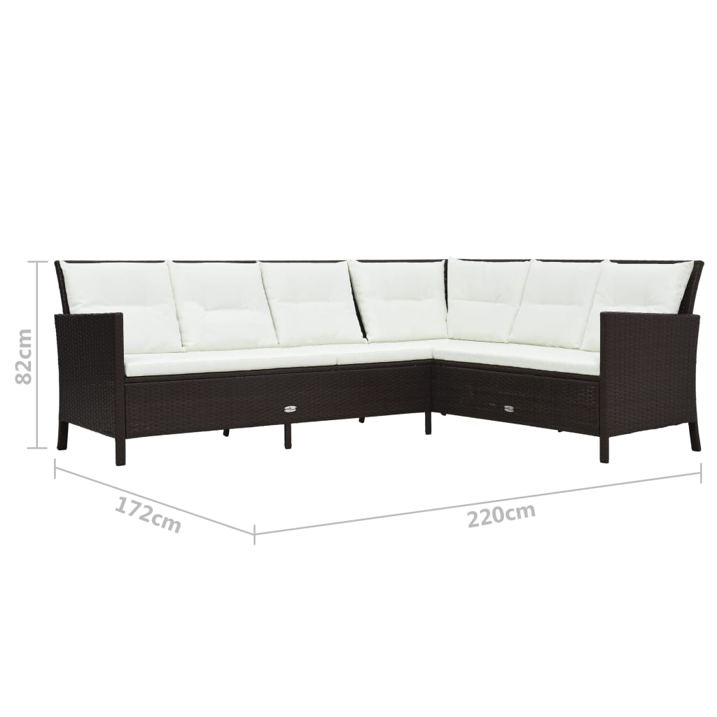 3-tlg. Garten-Lounge-Set mit Auflagen Poly Rattan Braun