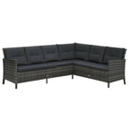 3-tlg. Garten-Lounge-Set mit Auflagen Poly Rattan Grau