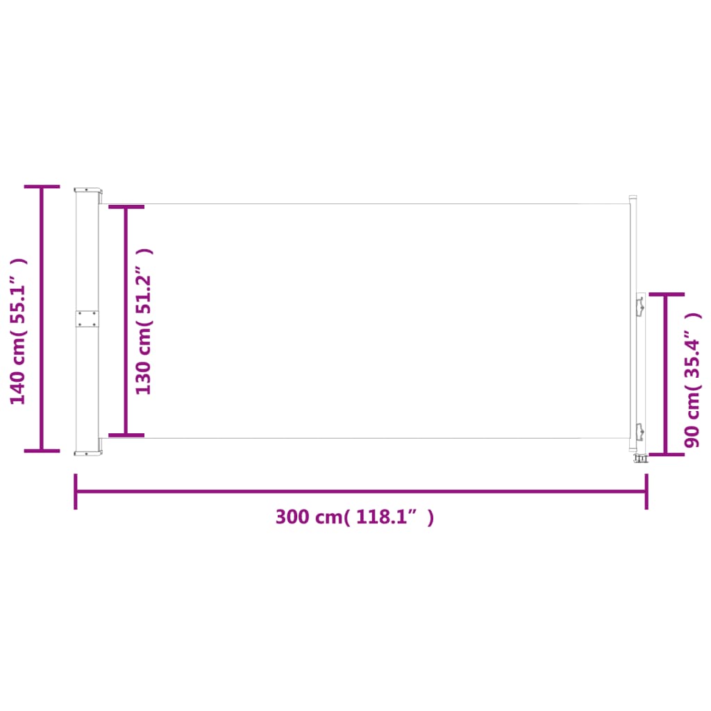 Ausziehbare Seitenmarkise 140 x 300 cm Rot