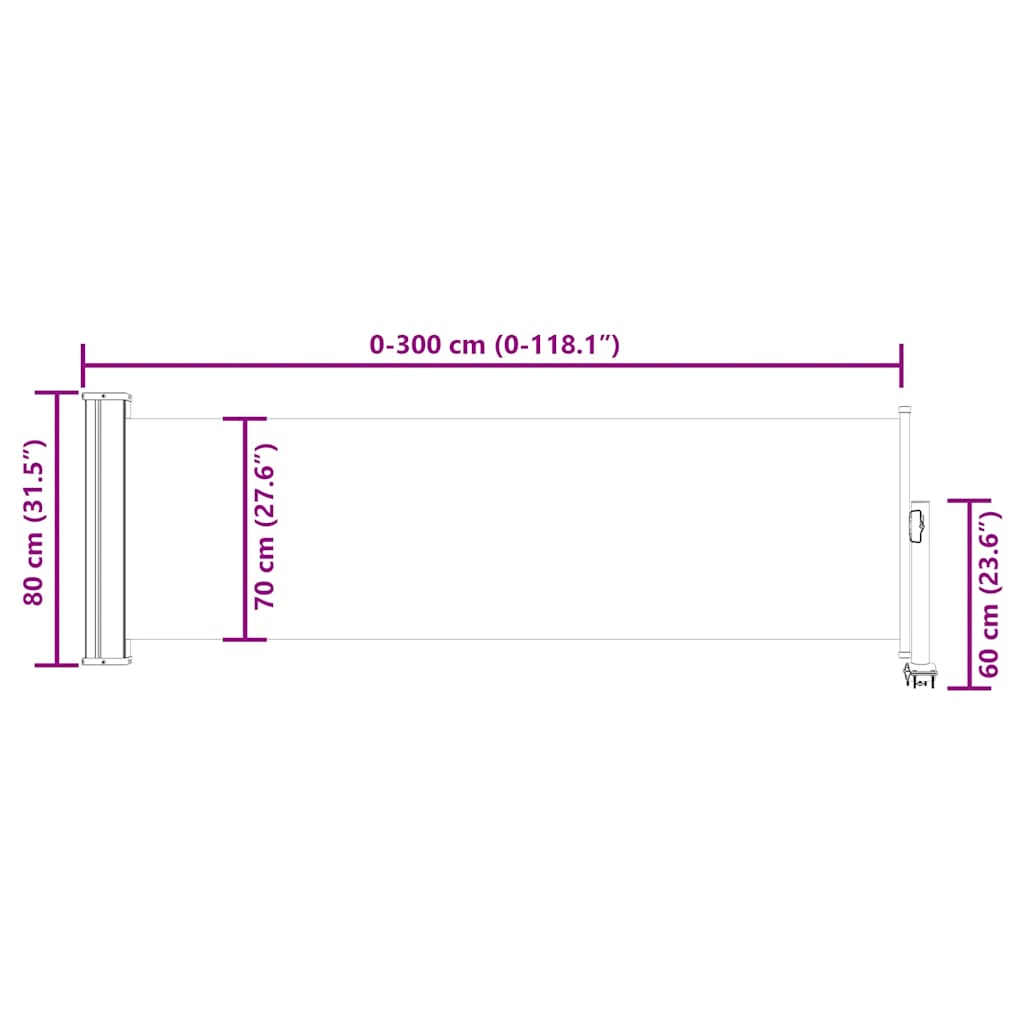 Ausziehbare Seitenmarkise 80×300 cm Braun
