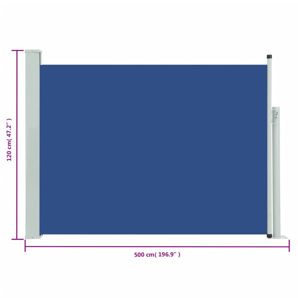 Ausziehbare Seitenmarkise 120×500 cm Blau