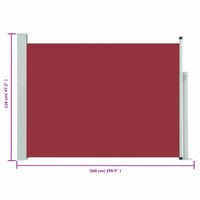 Ausziehbare Seitenmarkise 120×500 cm Rot