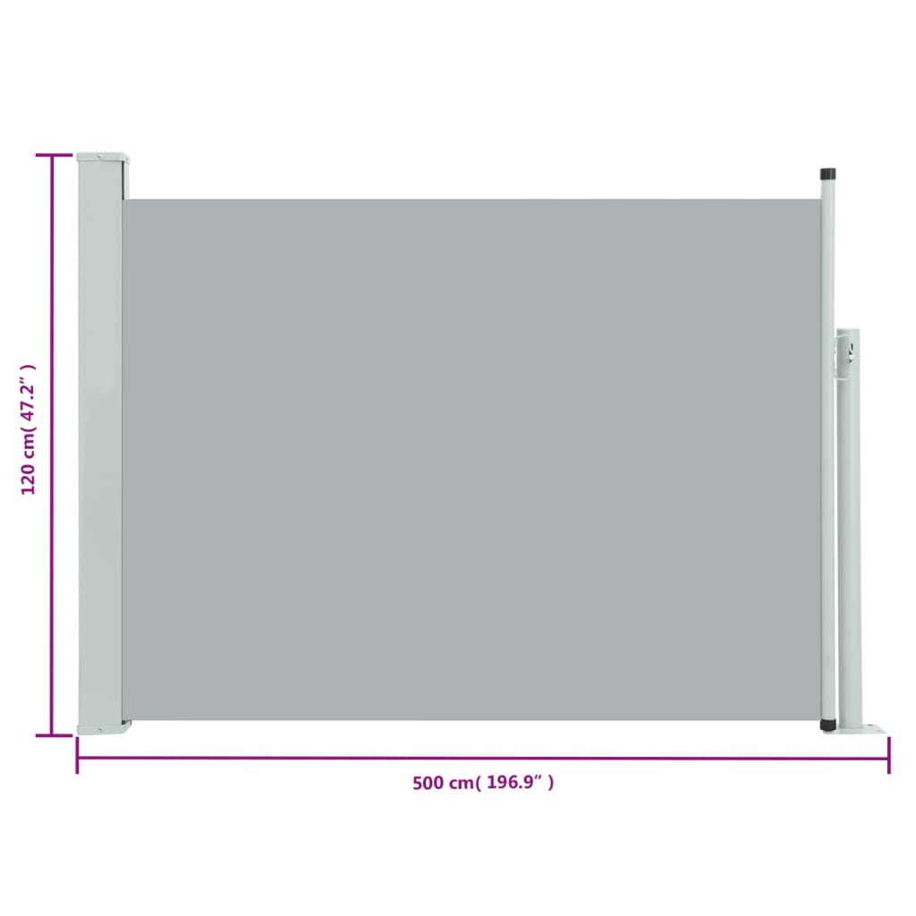 Ausziehbare Seitenmarkise 120×500 cm Grau