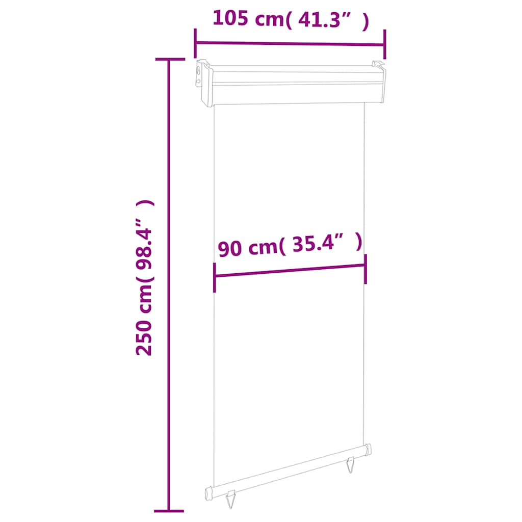 Balkon-Seitenmarkise 105x250 cm Creme