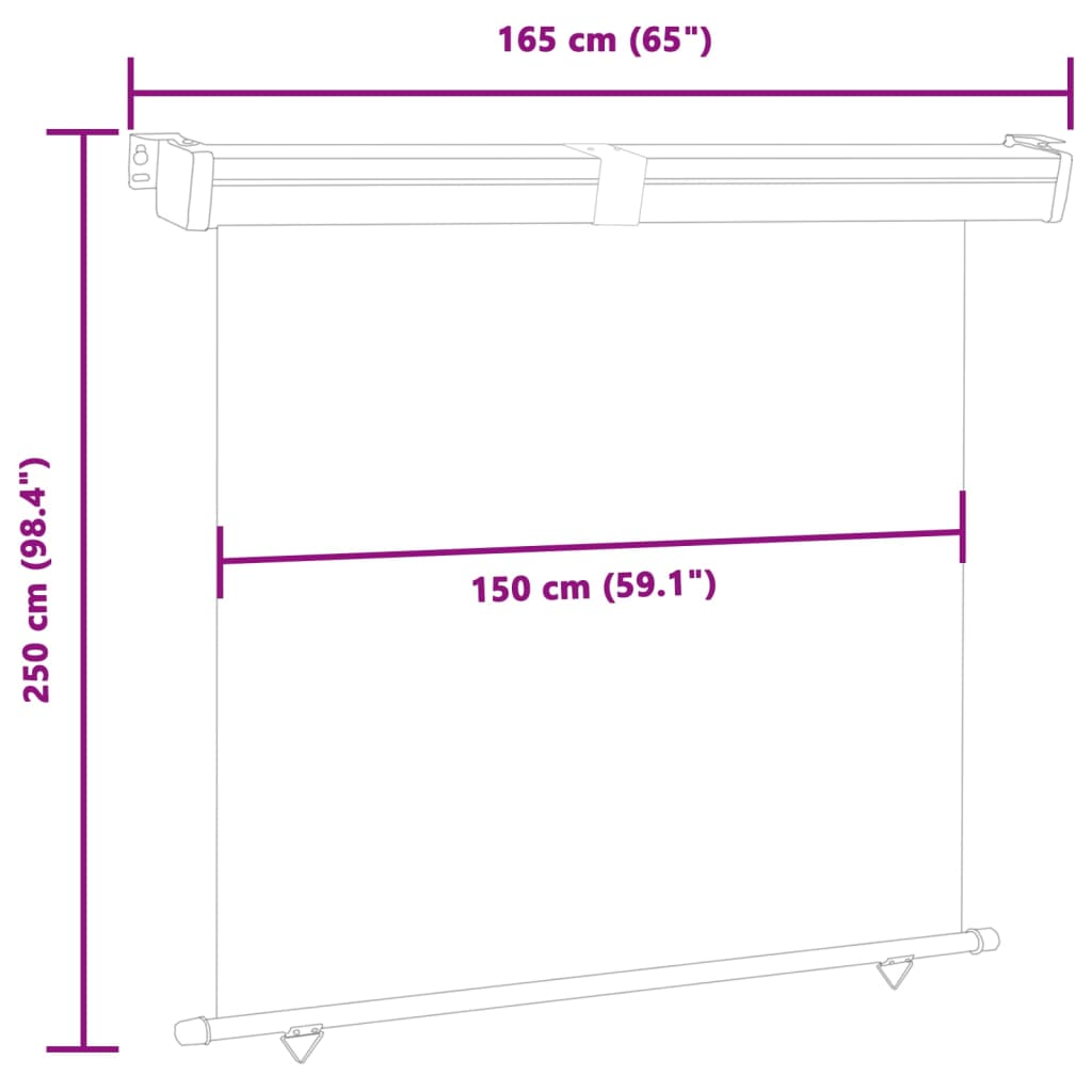 Balkon-Seitenmarkise 165x250 cm Creme