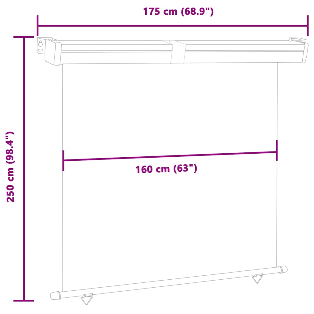 Balkon-Seitenmarkise 175x250 cm Rot