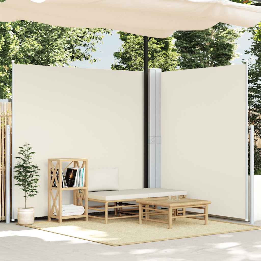 Ausziehbare Seitenmarkise Doppelt 170 x 600 cm Creme