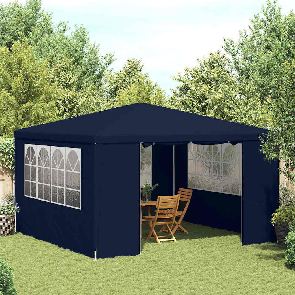 Profi-Partyzelt mit Seitenwänden 4×4 m Blau 90 g/m²