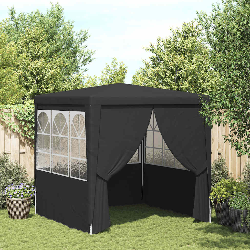 Profi-Partyzelt mit Seitenwänden 2,5×2,5m Anthrazit 90 g/m²