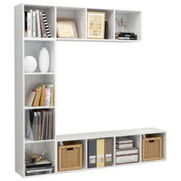 3-tlg. Bücher-/TV-Schrank Set Hochglanz-Weiß 180x30x180 cm