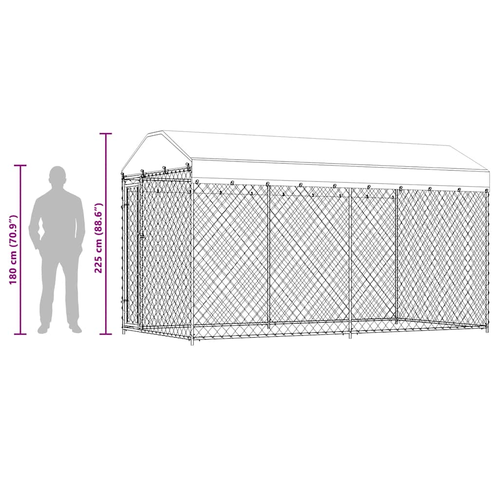 Outdoor-Hundezwinger mit Überdachung 382x192x225 cm