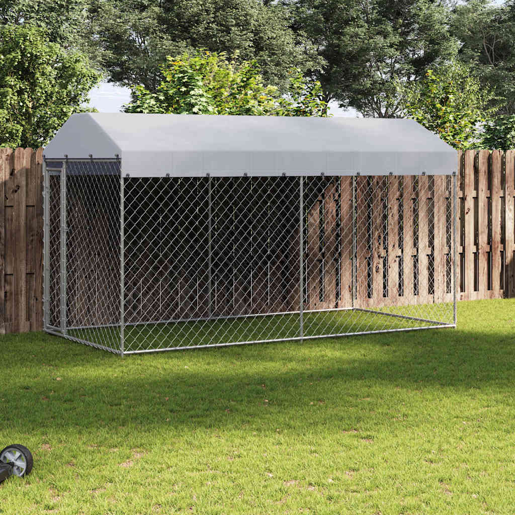 Outdoor-Hundezwinger mit Überdachung 382x192x225 cm