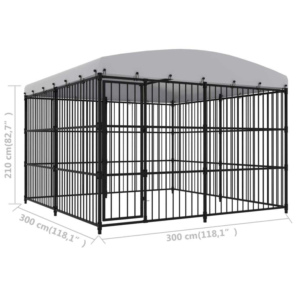 Outdoor-Hundezwinger mit Überdachung 300x300x210 cm