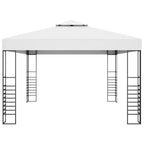 Gartenpavillon Pulverbeschichteter Stahl 4x3x2,7 m Weiß