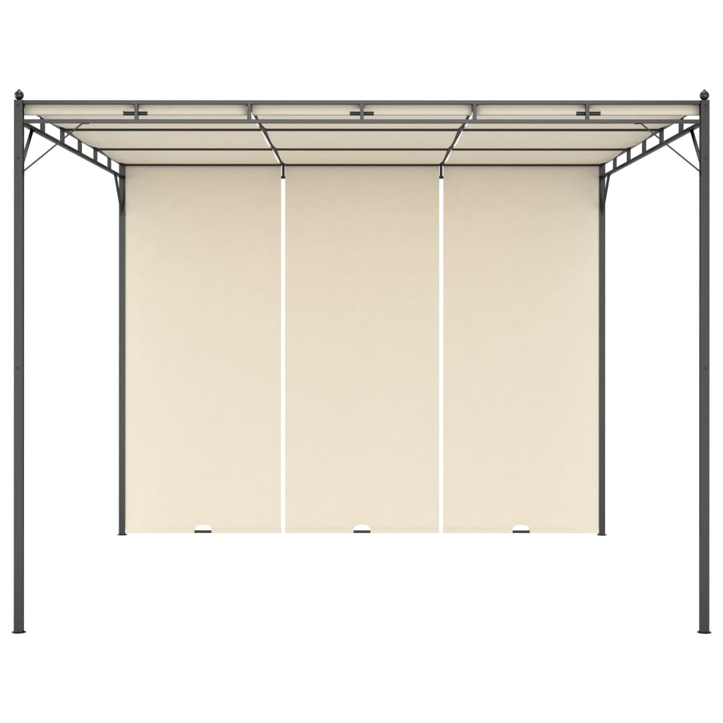 Gartenpavillon mit Seitenvorhang 3x3x2,25 m Creme