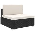 Mittelsofa mit Kissen Modular Poly Rattan Schwarz