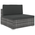 Mittelsofa mit Kissen Modular Poly Rattan Grau