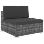 Mittelsofa mit Kissen Modular Poly Rattan Grau