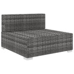 Mittelsofa mit Kissen Modular Poly Rattan Grau