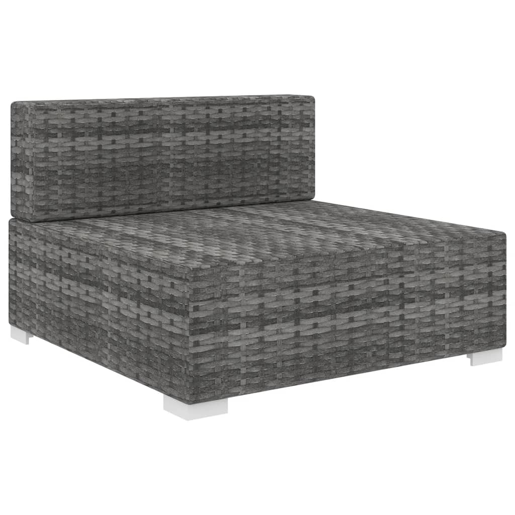 Mittelsofa mit Kissen Modular Poly Rattan Grau