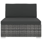Mittelsofa mit Kissen Modular Poly Rattan Grau