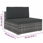 Mittelsofa mit Kissen Modular Poly Rattan Grau