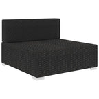 Mittelsofa mit Kissen Modular Poly Rattan Schwarz
