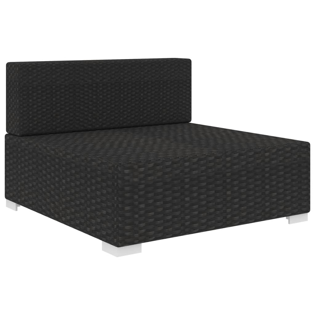 Mittelsofa mit Kissen Modular Poly Rattan Schwarz