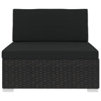 Mittelsofa mit Kissen Modular Poly Rattan Schwarz