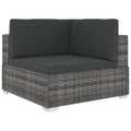 Sofa-Eckteil mit Kissen Poly Rattan Grau