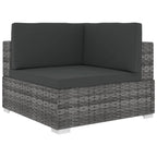 Sofa-Eckteil mit Kissen Poly Rattan Grau
